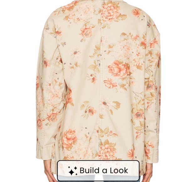 Basically new** Free People Floral Utility Jacket - Cream and Pink - Picture 5 of 5